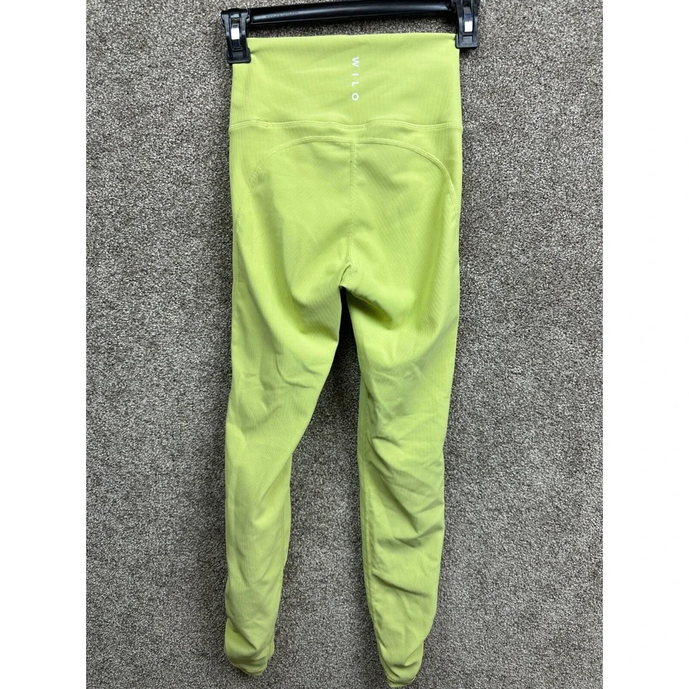 Wilo The Label Anthropologie Ribbed Lime Green Capri Ruched Leggings Size XSmall - Picture 8 of 9
